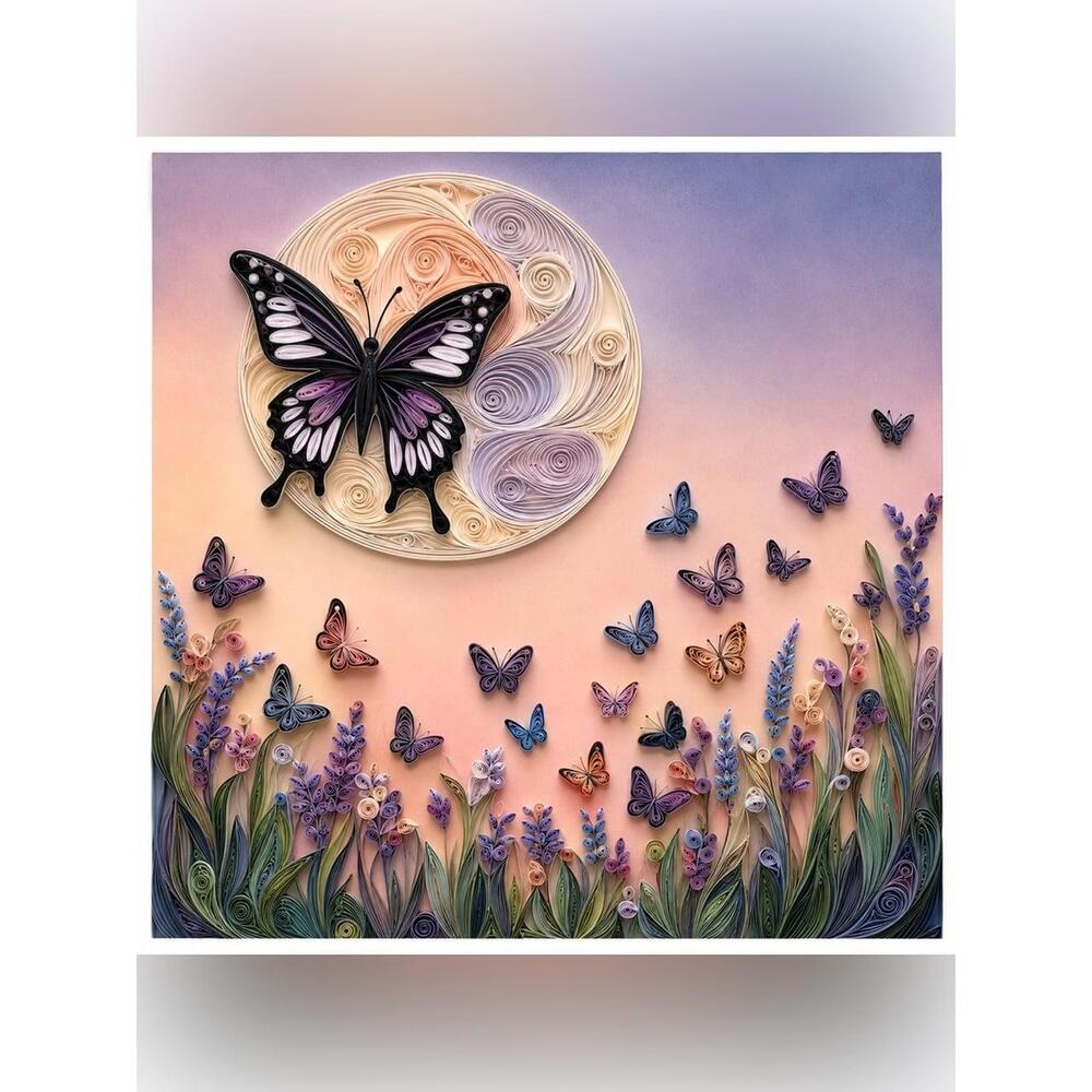 8x8 Black Framed Butterfly Moon Wall Art Print